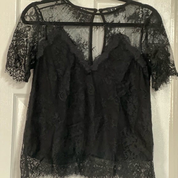 Lulus black lace shirt- Small - Picture 3 of 6